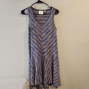 Maeve Anthropologie Westwater Chevron Knit Drop Waist Dress Size XS Blue Multi